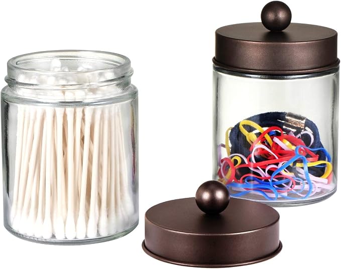 Amolliar 4Pc Apothecary Jars Bathroom Vanity Storage Organizer Set -Countertop - Image 2