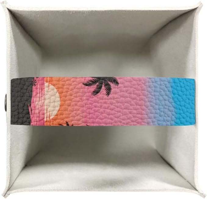 Sunset Tissue Box Holder Waterproof PU Leather Square Modern Tissue Box Cover - Image 3