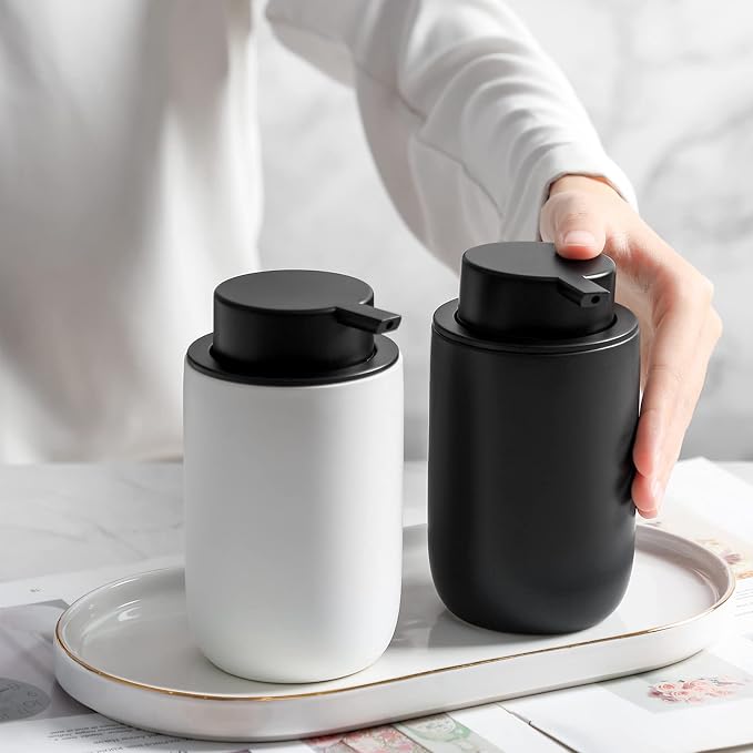 Hand Soap Dispenser for Bathroom Decro, Ceramic Liquid Pump Bottles Refillable - Image 6
