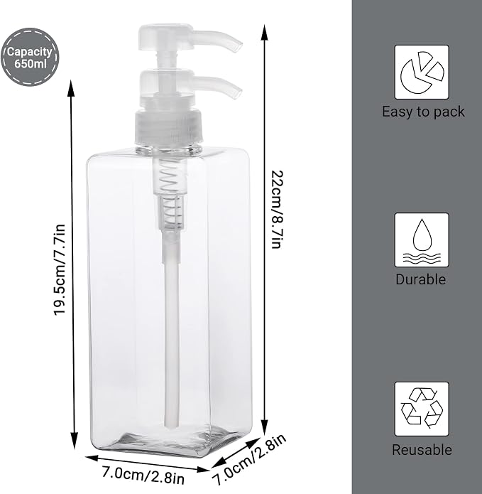 Suream 22oz/650ml Refillable Shampoo Bottle - Image 3