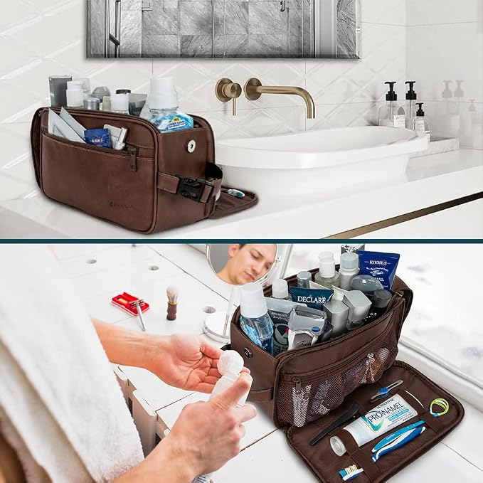 PAVILIA Toiletry Bag for Men, Travel Essentials Shaving Dopp Kit, Mens Travel - Image 5