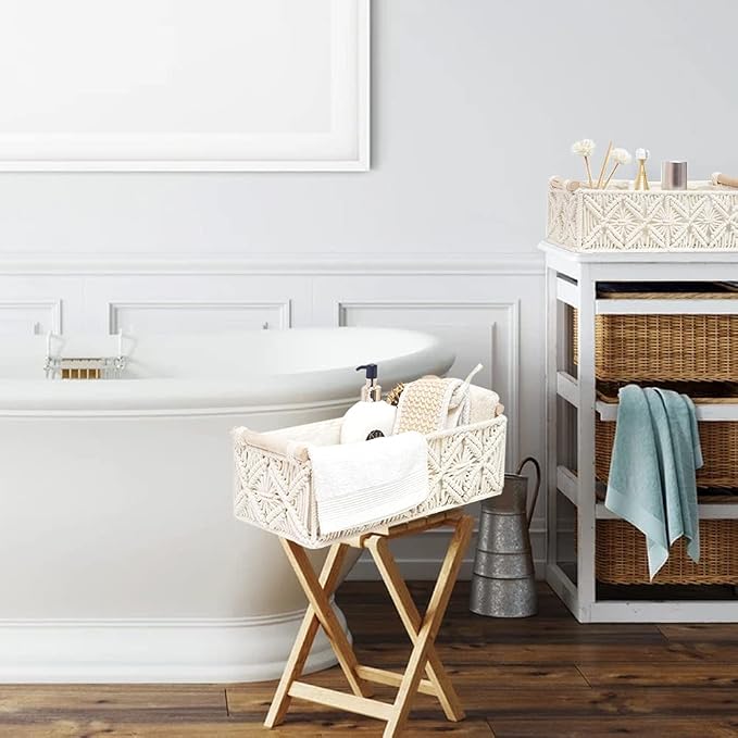 HOSROOME Macrame Storage Basket Boho Decor Baskets - Image 6