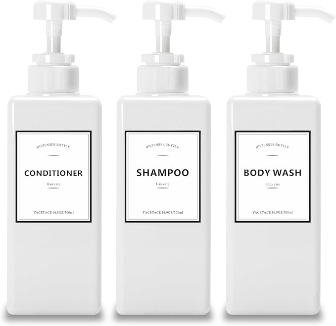 16.9oz Set of 3 White Shower Dispensers by YACEYACE
