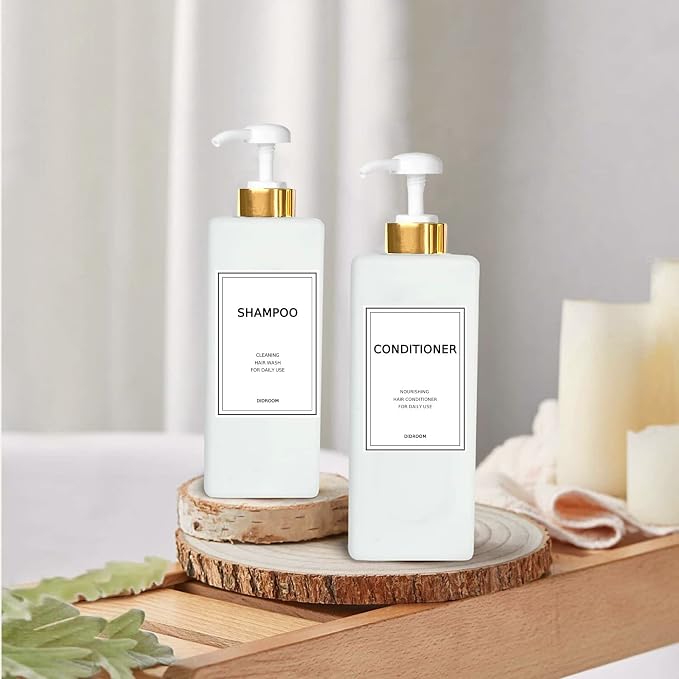 DIDROOM Modern Gold Shampoo and Conditioner Dispenser Refillable Pump Bottle - Image 5