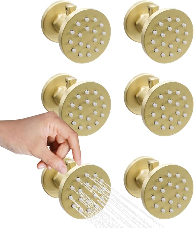 Solid Brass Shower Jets with On Off Switch Brushed Gold Round Shower Body by Backnets