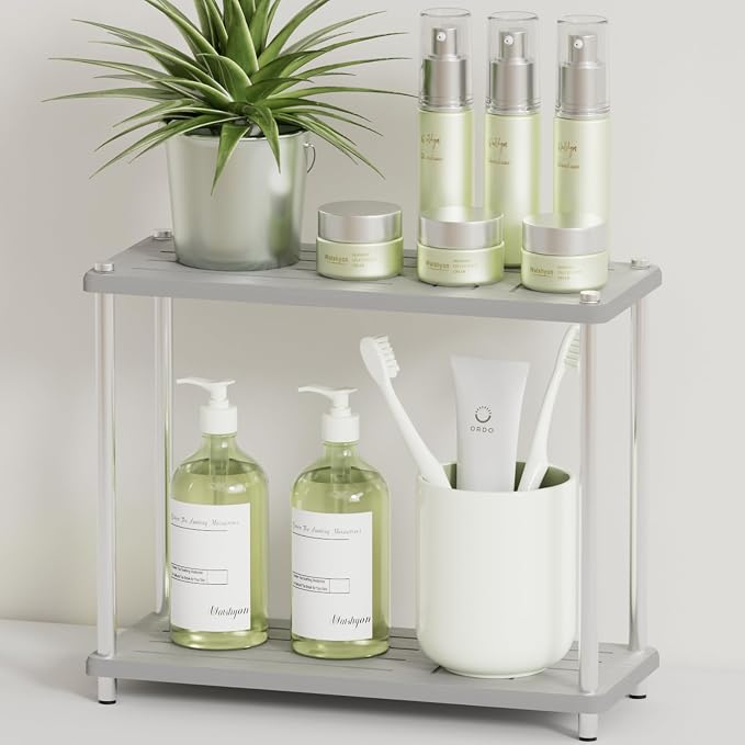 2 Tier Bathroom Organizer and Storage Water Absorbing Stone Bathroom Counter - Image 7