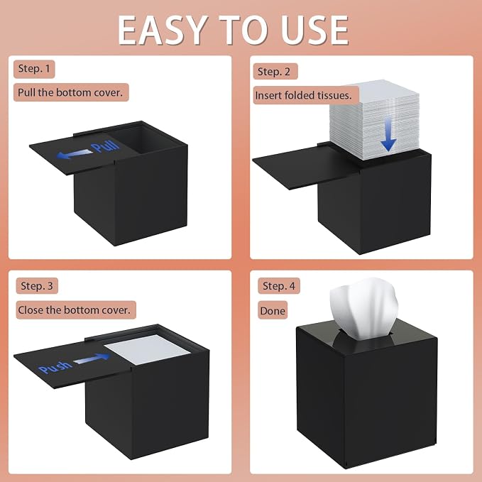 SILUT Tissue Box Cover Square, Shiny Acrylic Tissues Holder, Facial Tissue - Image 8