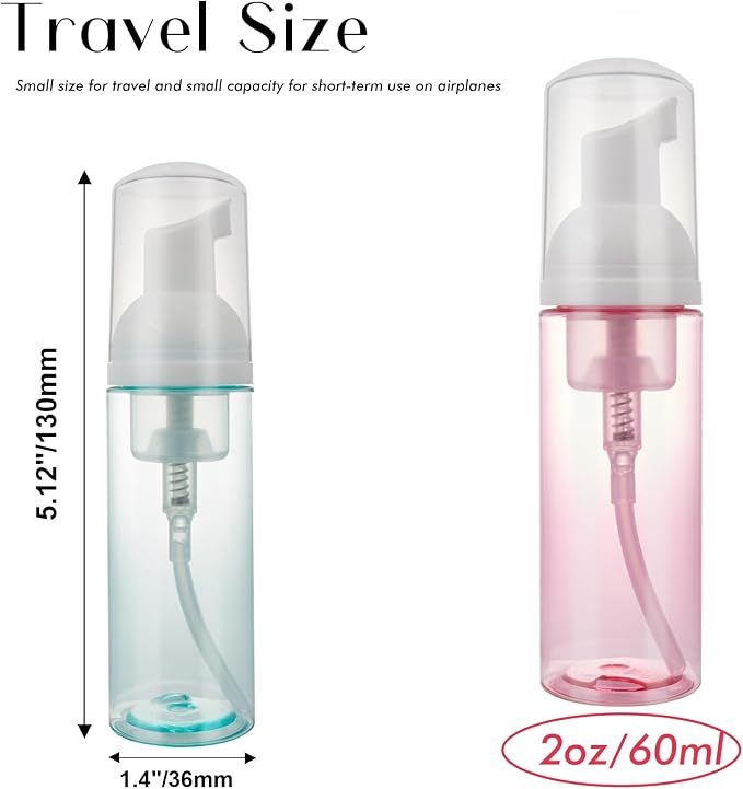 4 Pack Foam Pump Bottle Travel 2 oz/60 ml Small Size Mousse Foam Soap Dispenser - Image 2