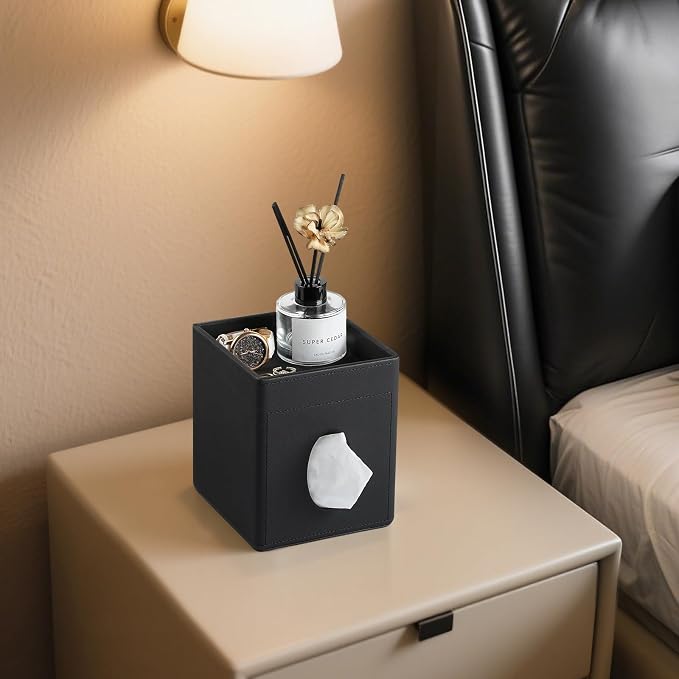 Tissue Box Cover, PU Leather Square Tissue Box Holder - Image 5