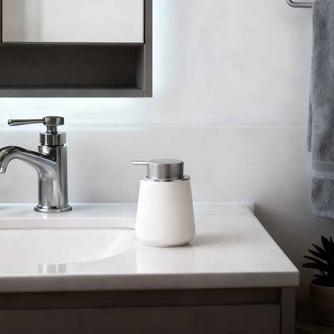 Foaming Soap Dispenser - 12 Oz White Ceramic Foam Hand Soap Dispenser - Image 3