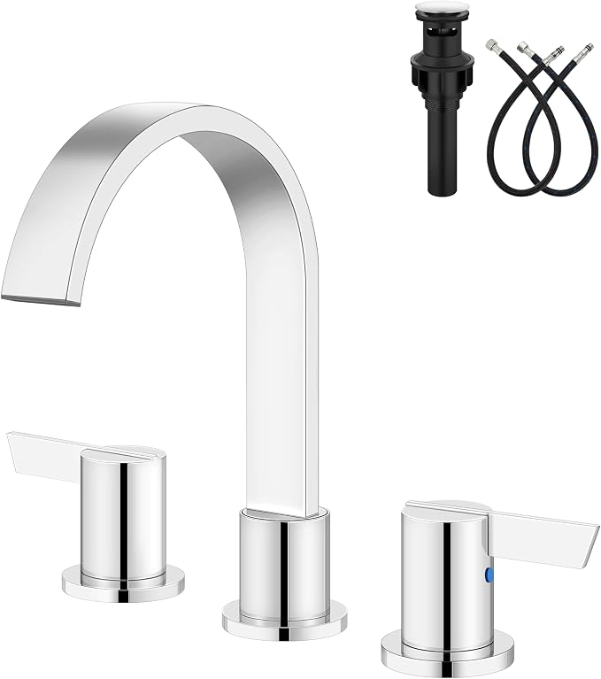 Aolemi Bathroom Faucets 3 Hole, 8 Inch Widespread Waterfall Bathroom Sink Faucet by Aolemi