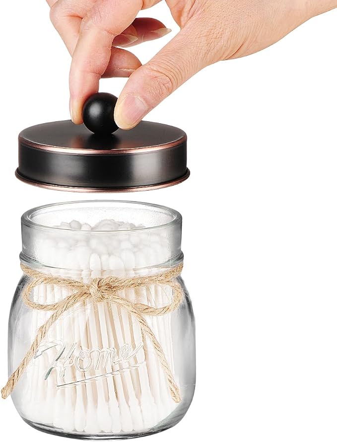 Amolliar Mason Jar Bathroom Accessories Set 4 Pcs -Lotion Soap Dispenser & 2 - Image 3