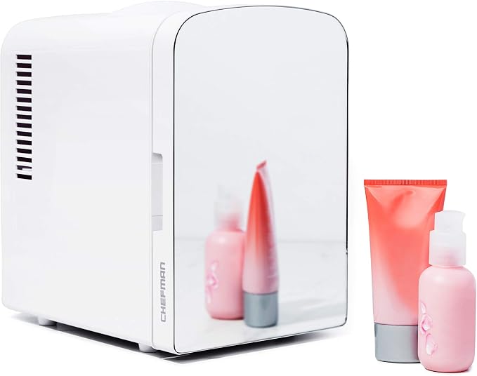 Chefman - Iceman Portable Mirrored Personal Fridge 4L Mini Refrigerator by Chefman