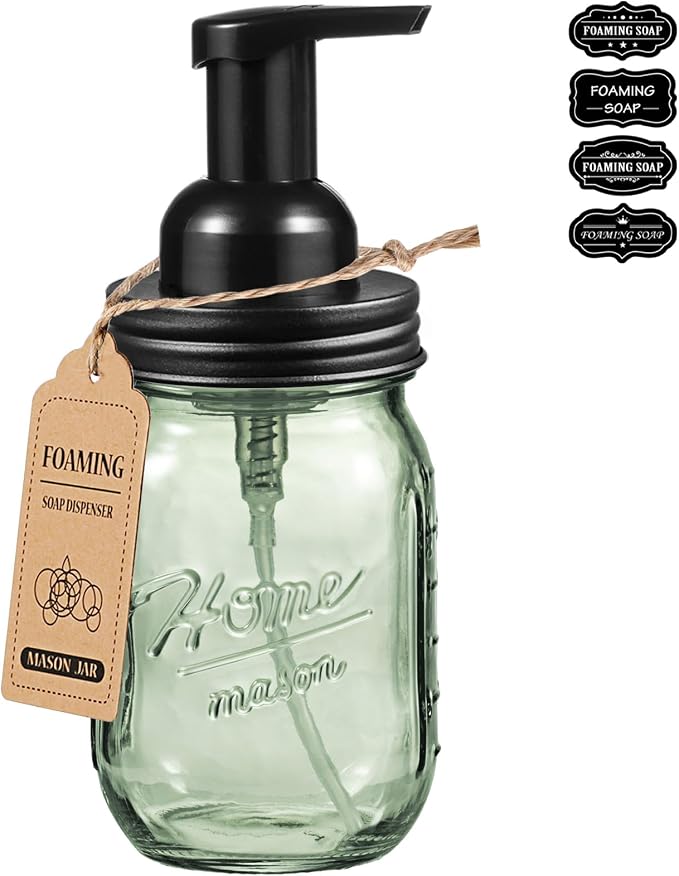 SheeChung 16Oz Mason Jar Foaming Soap Dispenser, Stainless Steel Lid, BPA Free by SheeChung