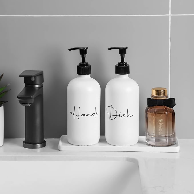 17 oz Hand Soap Dispenser Glass Liquid Dish Soap Bottles, Refillable Empty - Image 3