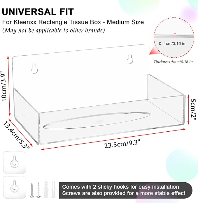 Acrylic Tissue Holder Wall Mounted, Classic Tissue Box Cover Tissues Organizer - Image 5