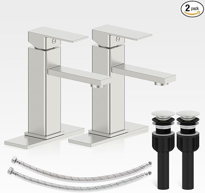 Bathroom Faucet-2 Sets, Brushed Bathroom Sink Faucets by CASAVILLA
