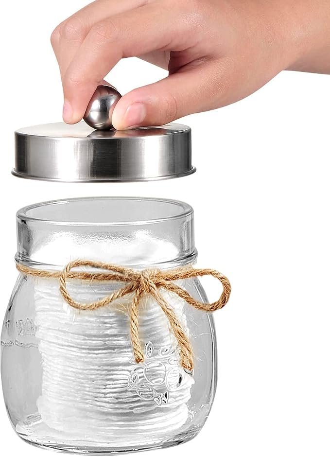 Amolliar Mason Jar Bathroom Accessories Set -Lotion Soap Dispenser & 2 Qtip - Image 3
