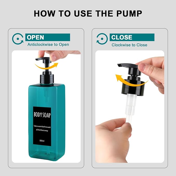 Shampoo and Conditioner Dispenser Modern Refillable Shampoo Pump Bottles - Image 5