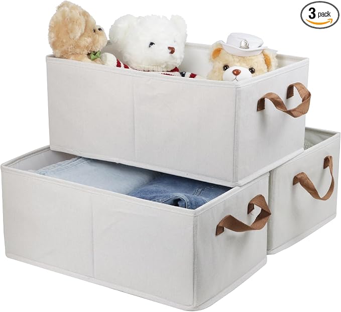Pack of 3 Large Capacity Storage Bins Closet Organizer System, Sturdy Foldable by Fordonral