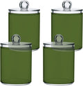 Dark Olive Green Qtip Holder Organizer Dispenser Cotton Swabs Cans Plastic Jars by SHJI