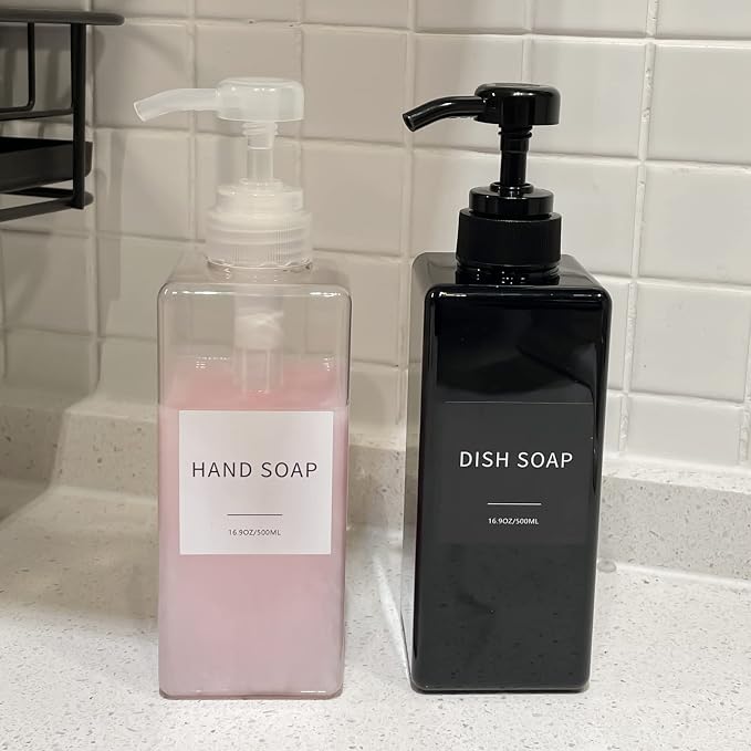 Soap Dispenser with Waterproof Labels, Thickened Plastic Hand Soap Dispenser - Image 5