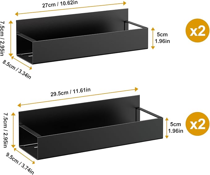 4 Pack Moveable Fridge Magnetic Spice Racks, Metal Black - Image 5