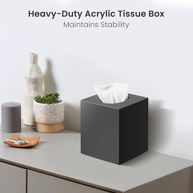 Tissue Box Cover, Square Facial Acrylic Tissue Box Holder - Image 6