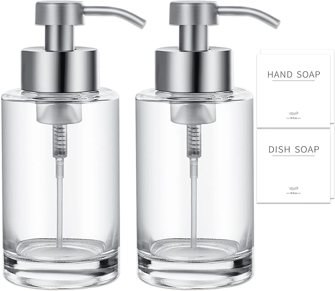 Foaming Soap Dispenser Set, 12 Oz Glass Hand Soap Dispenser by JiatuA