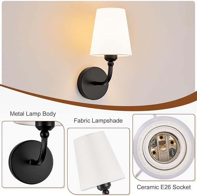 Modern Wall Sconces Set of 2, Hardwired Wall Lights - Image 8
