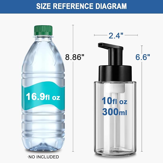 Foaming Soap Dispenser, 10 oz/300ml Foaming Hand Soap Dispenser, 2 Pack Glass - Image 3