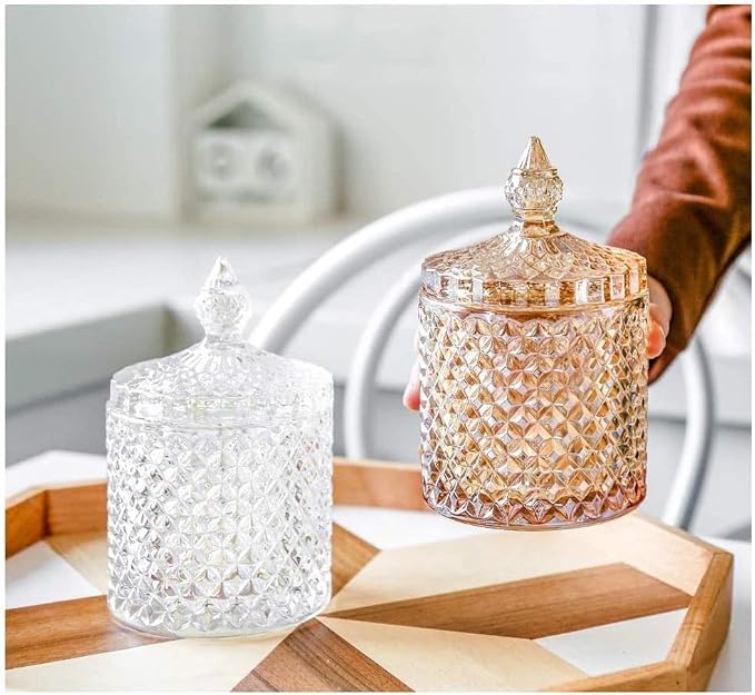 Colorful Home Decorative Jar Qtips Holder Dispenser Glass Storage Container - Image 5