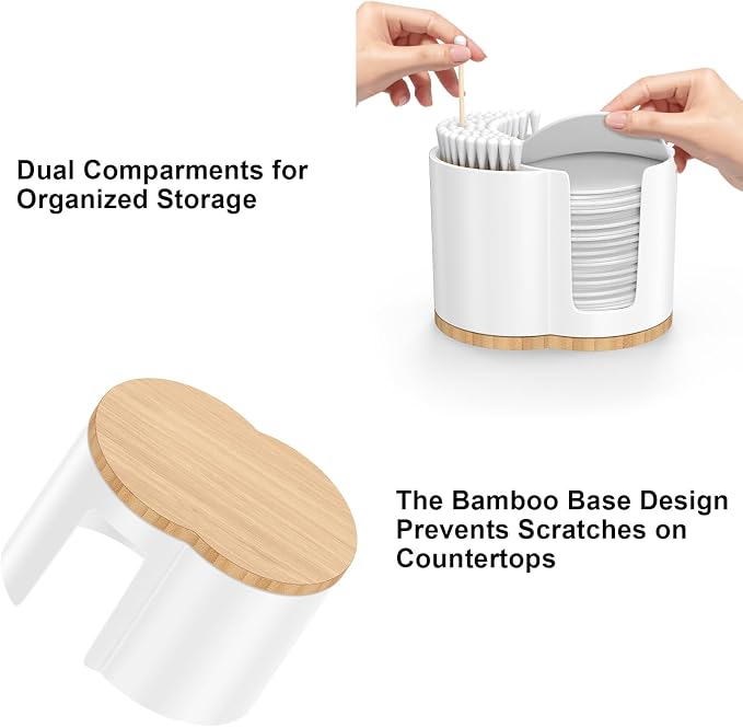 Cotton Pad and Swab Holder, Q tip Holder Round Cotton Pad Dispenser Plastic - Image 4