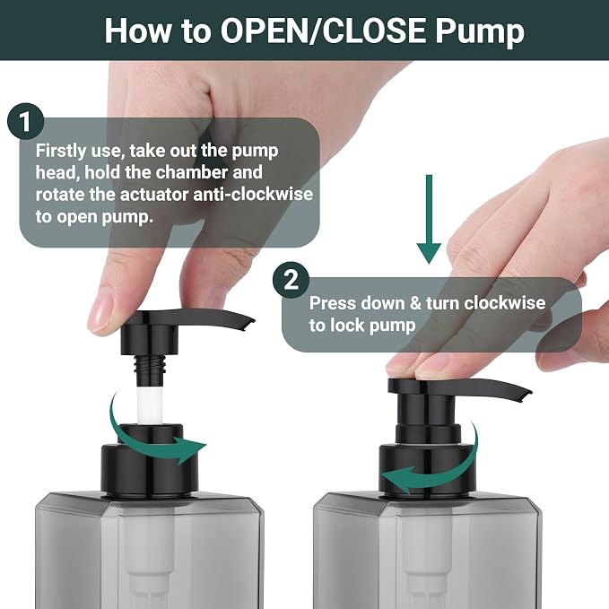 Suream Plastic Soap Dispenser 15oz/450ml, 3 Packs Shampoo Bottles Refillable - Image 4