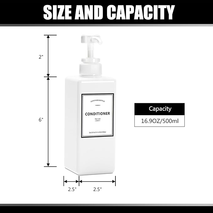 16.9oz Set of 3 White Shower Dispensers - Image 3