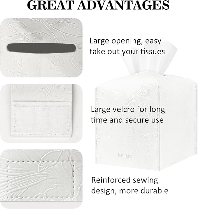 Tissue Box Holder Cover Square Tissue Cube Cover PU Leather Tissue Organizer - Image 4
