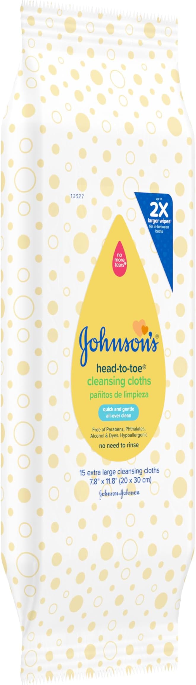 Johnson's Baby Head-to-Toe Gentle Cleansing Cloths, No Rinse, Disposable - Image 2