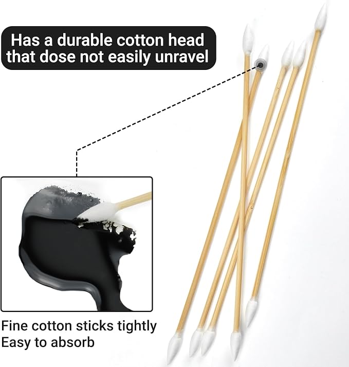 500/1000 Count 6'' Long Round/Pointed Cotton Swabs Durable Stem, Lint- Free Gun - Image 3