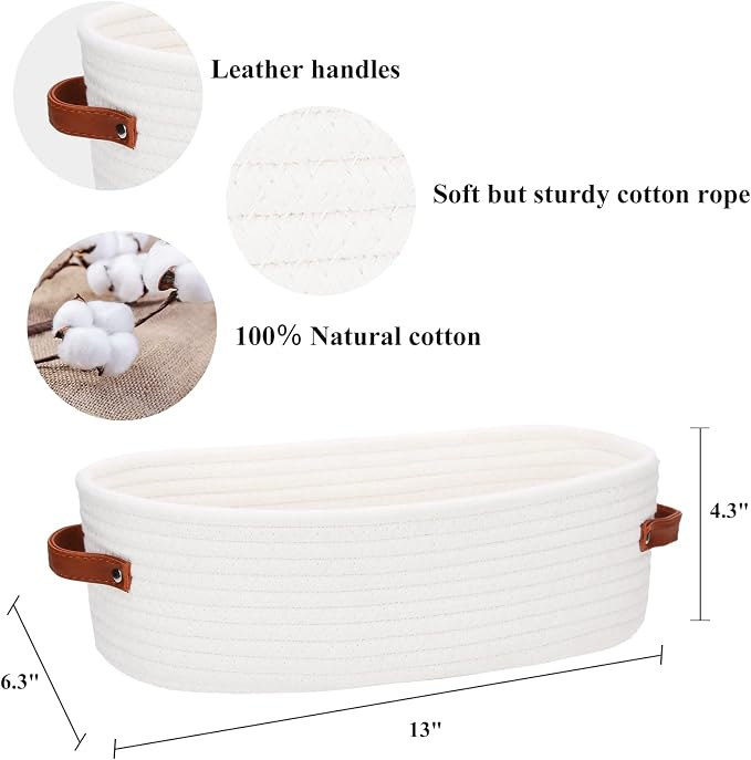 Bathroom Countertop Organizer Basket, Cotton Rope Woven Storage Basket Toilet - Image 5
