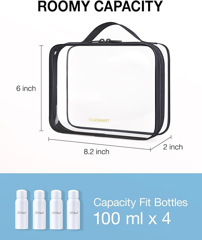 BAGSMART Clear Toiletry Bag, TSA Approved Travel Toiletry Bag Carry On Travel - Image 2