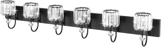 Ralbay Modern 6-Light Black Crystal Vanity Lights - Image 2