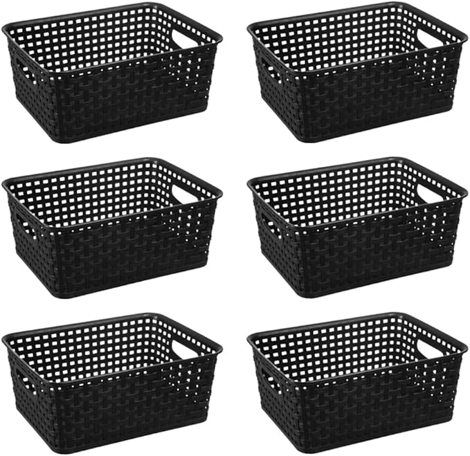 Black Plastic Woven Storage Baskets - Image 4