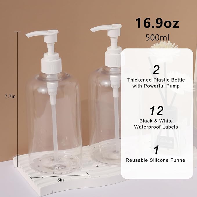 Soap Dispenser with Waterproof Labels, Thickened Plastic Hand Soap Dispenser - Image 2