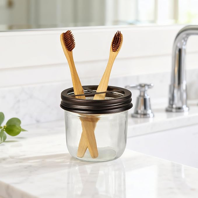 Amolliar Mason Jar Bathroom Accessories Set 4 Pcs -Lotion Soap Dispenser & 2 - Image 5