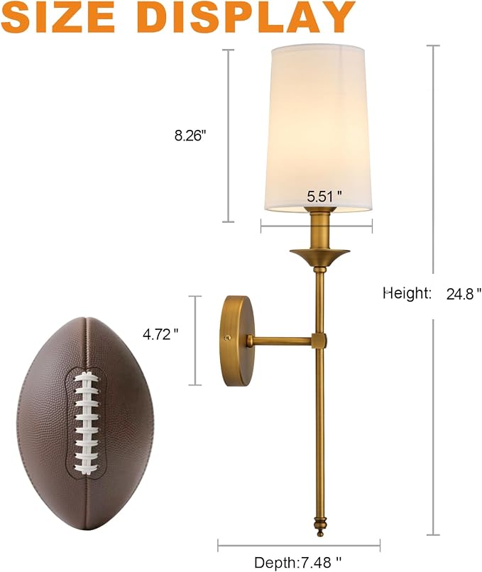 PASSICA DECOR Wall Sconce Set of 2 Hardwired Vintage Antique Brass Sconce - Image 4