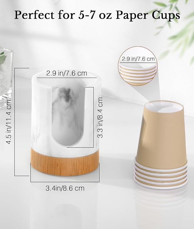 Luxspire Dixie Cup Dispenser, 5-7oz Bathroom Cup Dispenser, Marble Resin Dixie - Image 5