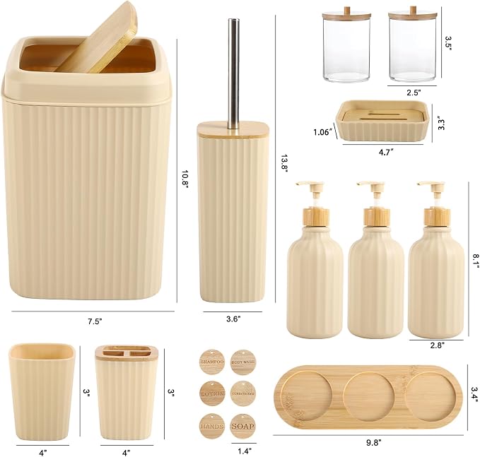 Bathroom Set 17PCS Beige Bathroom Accessories Set Bathroom Sets - Image 6