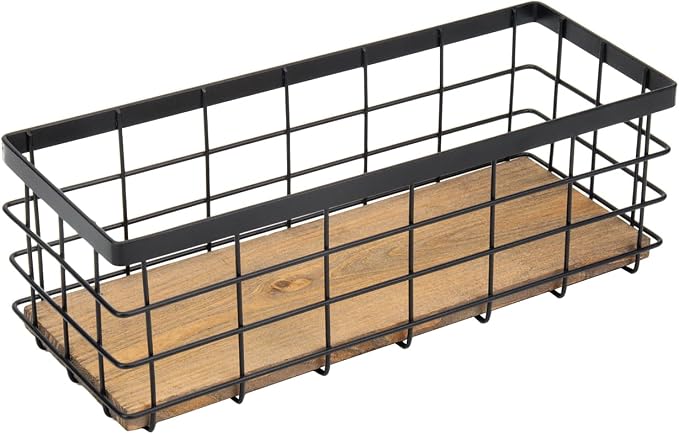 TIEYIPIN Farmhouse Small Metal Wire Storage Basket Bin, Rustic Home Storage by TIEYIPIN