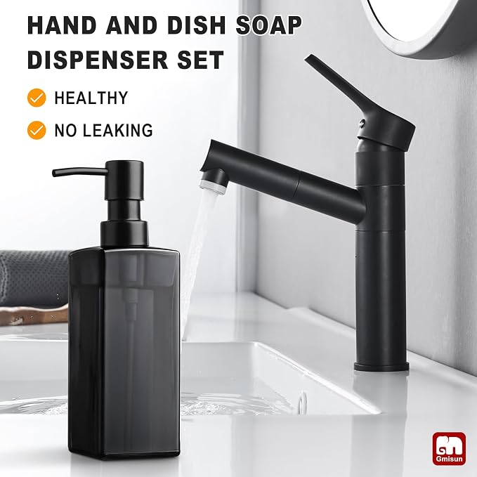 GMISUN Black Glass Soap Dispenser, Hand Soap Dispenser - Image 5