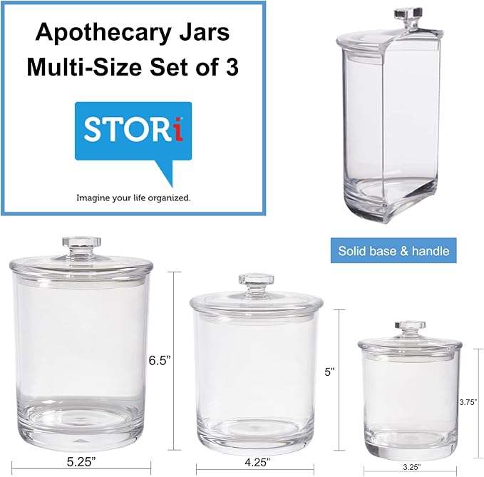 STORi 3-Pack Premium Quality Clear Plastic Qtip and Cotton Ball Holders - Image 5